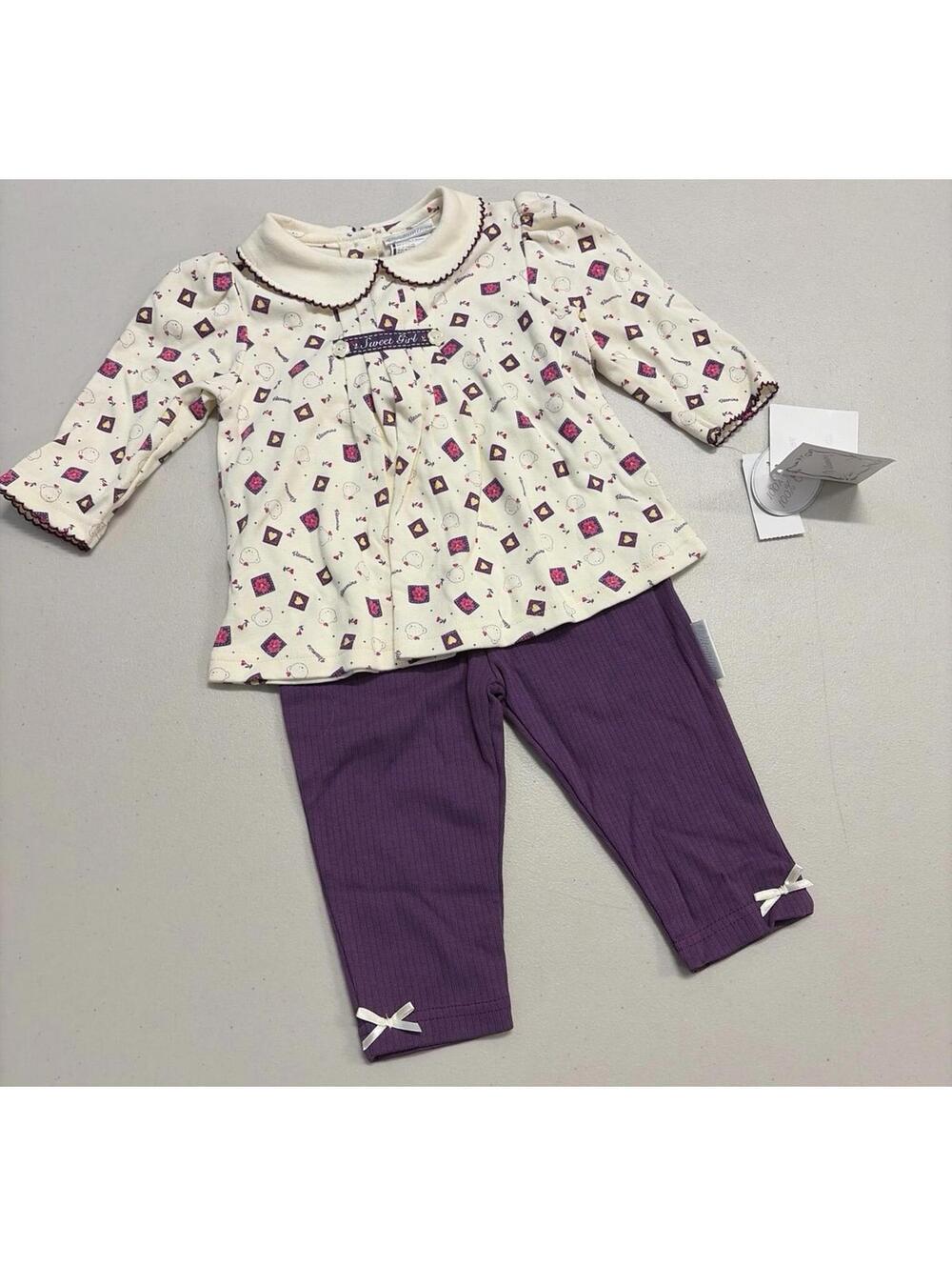 NWT- Vintage 2 piece Vitamins sweet girl baby outfit 12months